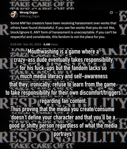 MW fandom doesn't like responsibility