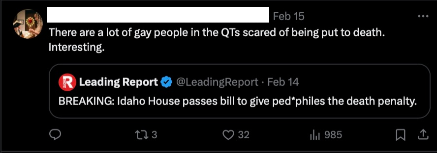 Homophobes automatically lumps LGBT+s with pedos